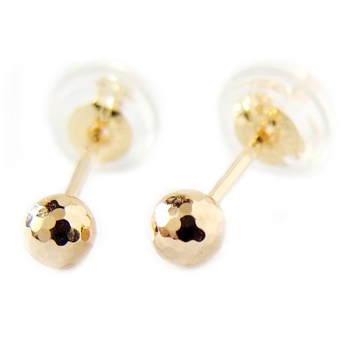 ピアス カットボール K18 イエローゴールド 地金 ボール 3mm シンプル 