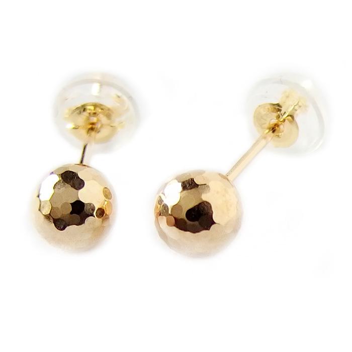 ピアス カットボール K18 イエローゴールド 地金 ボール 5mm シンプル