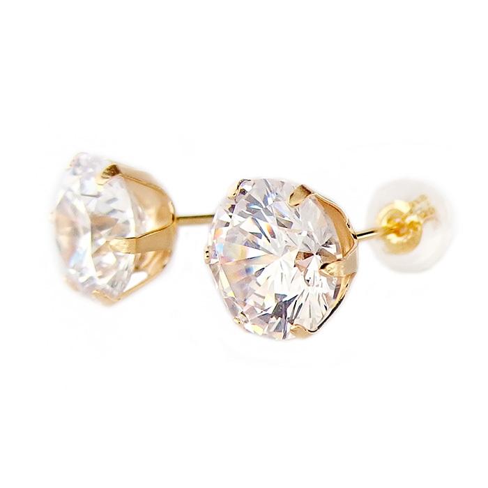 ピアス スーパーキュービックジルコニア K18 イエローゴールド ハート