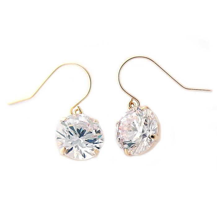 ピアス スーパーキュービックジルコニア K18 イエローゴールド ハート