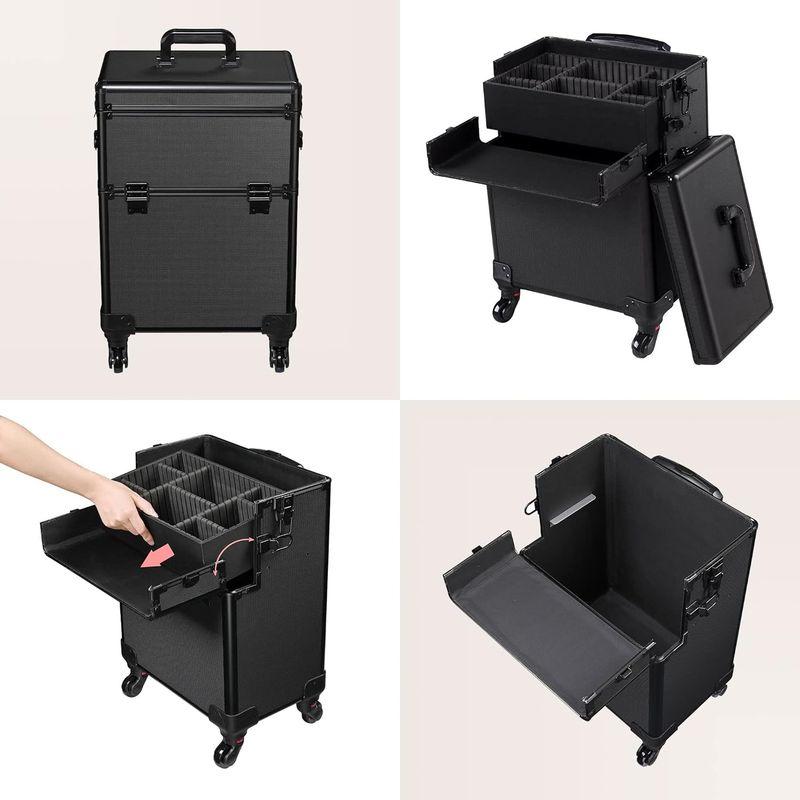 BYOOTIQUE 2in1 メイクボックス キャリーケース 3way 大容量 プロ用 鏡 鍵付き メイク キャリー キャスター付き メイク メイク キャリーケース 大容量 2in1 メイクボックス 3way プロ用 鍵付き キャリー キャスター付き