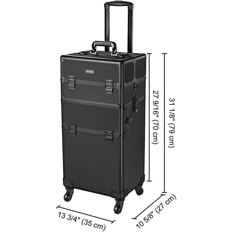 BYOOTIQUE 2in1 メイクボックス キャリーケース 3way 大容量 プロ用 鏡 鍵付き メイク キャリー キャスター付き メイク メイク キャリーケース 大容量 2in1 メイクボックス 3way プロ用 鍵付き キャリー キャスター付き
