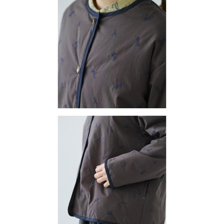 アシードンクラウド　ガウンコート　中綿　刺繍　花柄　ウエストベルト　F アシードンクラウド ガウンコート 中綿 刺繍 花柄 ウエストベルト F