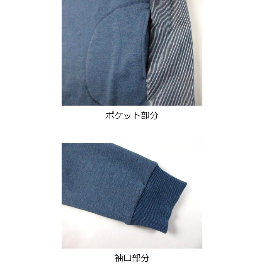 ワンピース 裏起毛 デニム ヒッコリー 長袖 ポケット付き 30代 40代 50