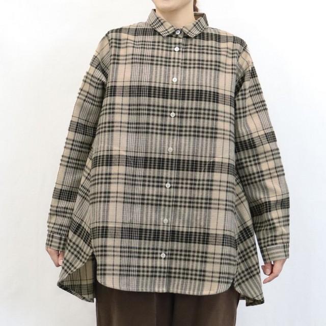 チュニック シャツ チェック柄 長袖 起毛 毛混 レディース 服 30代 40 