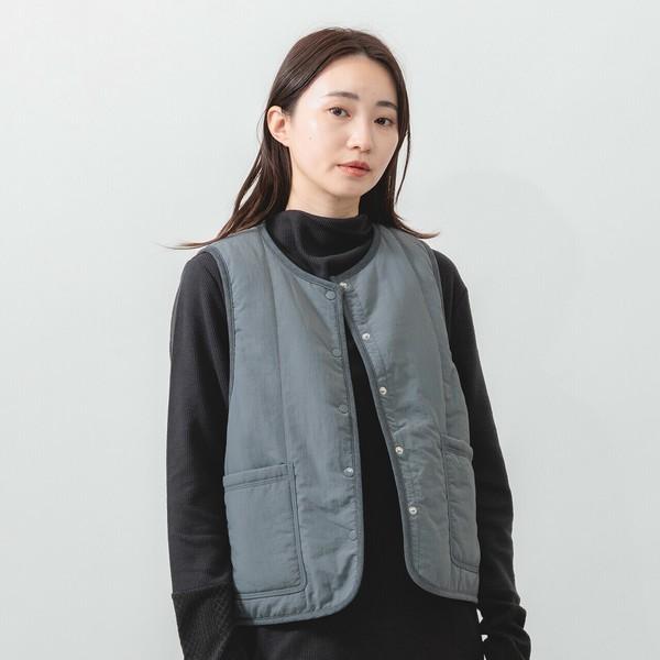 m.m.o 撥水ワッシャー×ボアリバーシブルベスト ナイロン ボア 前ボタン