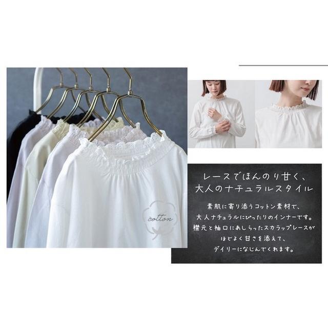 m.m.o レース襟長袖シャーリングトップス カットソー tシャツ レース