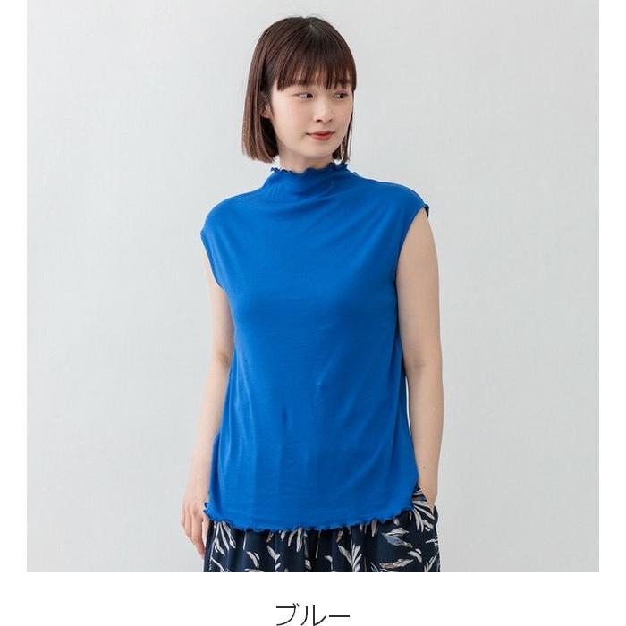 ★新品・未使用★ebure タンクトップ ネイビー カットソー ノースリーブ m.m.o ボトルネックシアーノースリーブTシャツ タンクトップ tシャツ