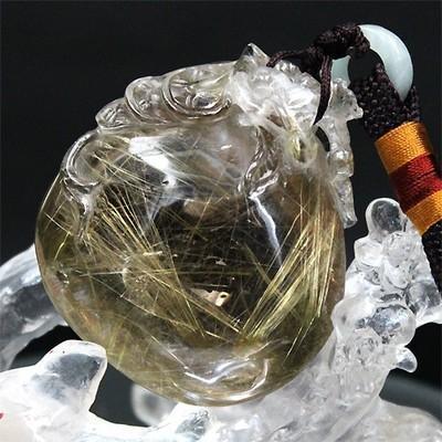 天然石 タイチン ルチルクォーツ スフィア 2 結晶 原石 水晶 パワーストーン 天然石 タイチン ルチルクォーツ 彫り物 ストラップ D2-2