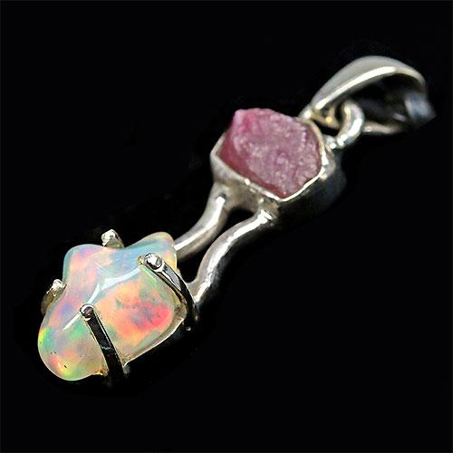 J307-11〕エチオピアンオパール ピンクトルマリン sv925 宝石質