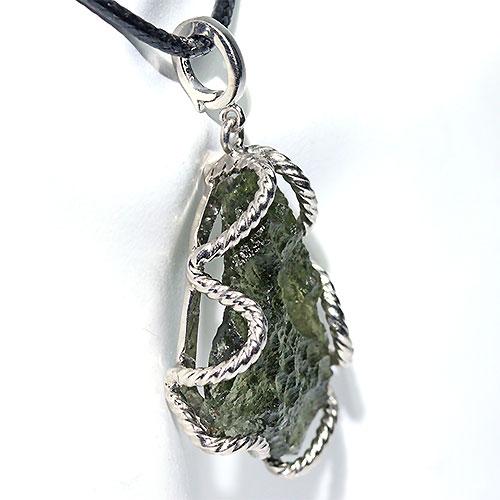 J361-1〕チェコ産 天然モルダバイト sv925 ペンダントトップ Moldavite