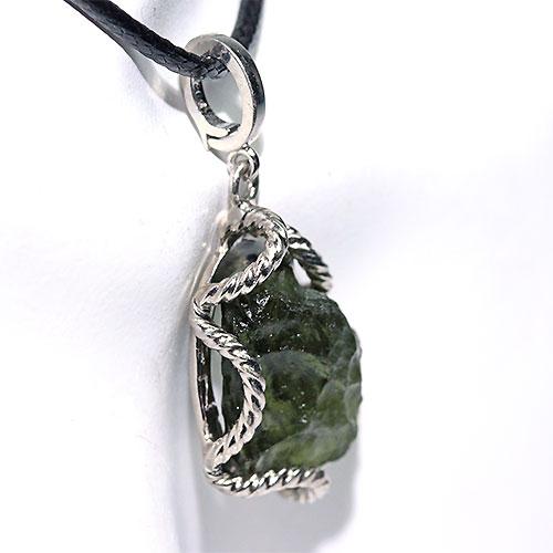 J361-3〕チェコ産 天然モルダバイト sv925 ペンダントトップ Moldavite