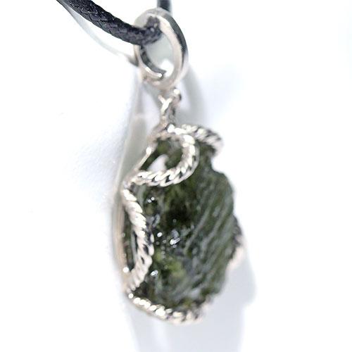 J361-4〕チェコ産 天然モルダバイト sv925 ペンダントトップ Moldavite