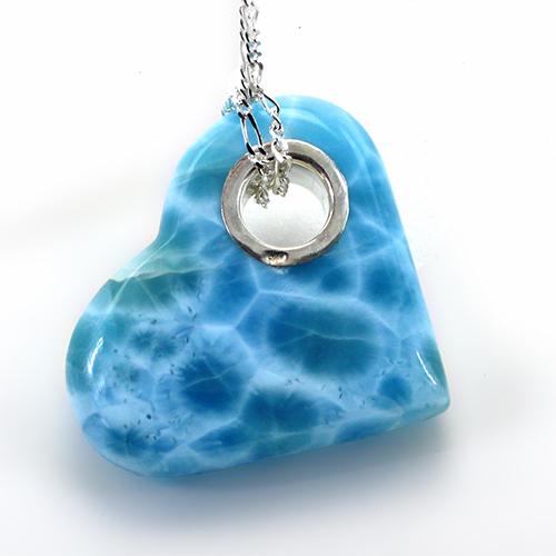 極上品 ラリマー ハート ペンダント ネックレス sv925 〔JA4-2〕 : ja4 