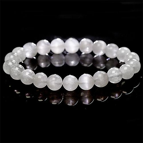 K1685-8m〕約8mm ホワイトサゲニティッククォーツ ブレスレット 