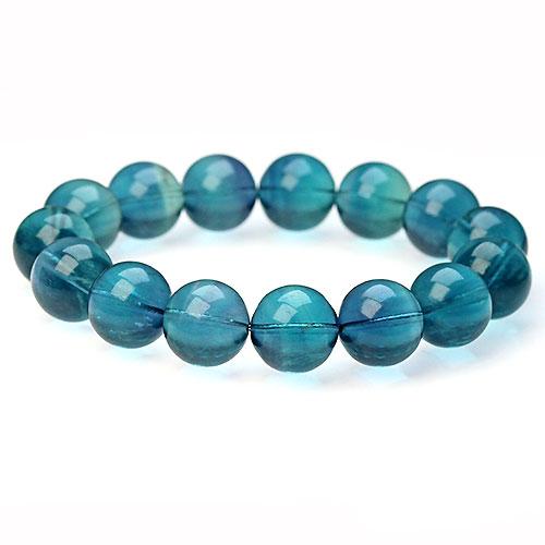 K1697〕高品質 約14mm ブルーフローライト 蛍石 Fluorite ブレスレット