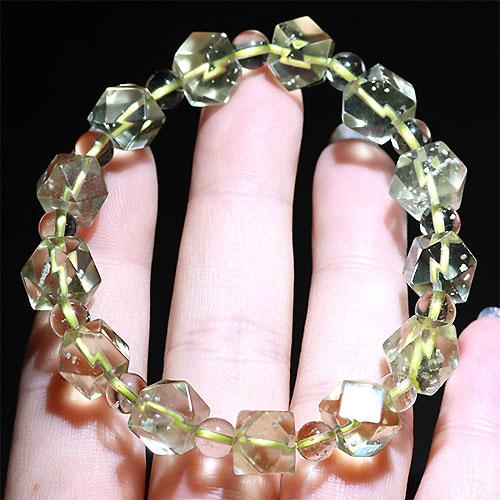 K1849-16〕高品質 約9mm リビアングラス 隕石 ブレスレット Libyan