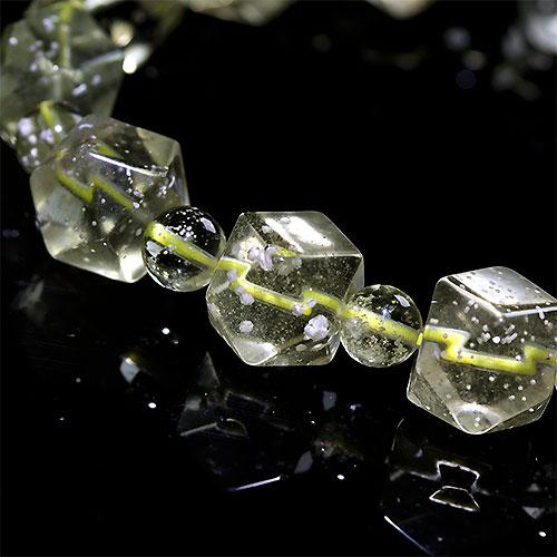 K1849-5〕高品質 約11mm リビアングラス 隕石 ブレスレット Libyan