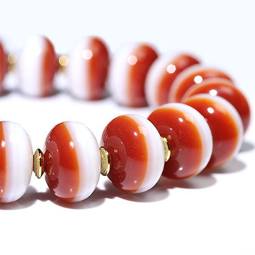 K1853〕最高級 レア 約13mm 天然赤天地天珠瑪瑙 ブレスレット