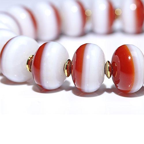 K1853〕最高級 レア 約13mm 天然赤天地天珠瑪瑙 ブレスレット