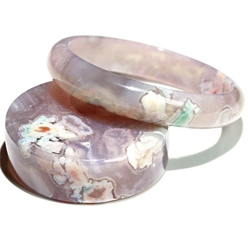 K1938-5〕桜瑪瑙 チェリーブロッサムアゲートブレスレット くり抜き