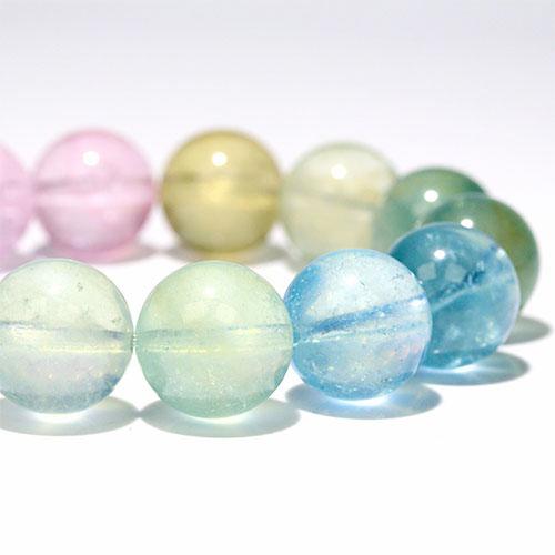 K1991-2〕高品質 透明 約15mm ミックスベリル ブレスレットBeryl 緑 