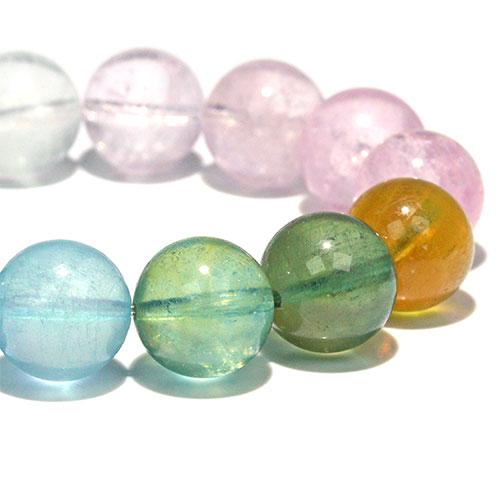 K1991-3〕高品質 透明 約15mm ミックスベリル ブレスレットBeryl 緑 