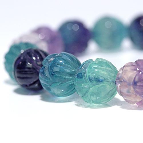 フローライト （蛍石） ブレスレット【12ｍｍ玉 × 17個】 フローライト （蛍石） ブレスレット【12mm玉 × 17個】 買う