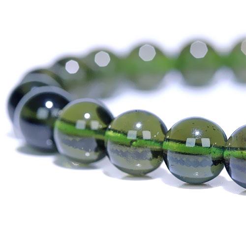 〔K2029-2〕トップグレード 約7.4mm チェコ産 天然モルダバイト Moldavite ブレスレット_1