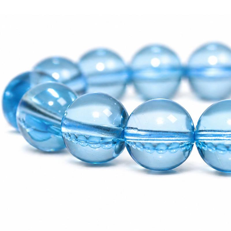 〔K2211-3〕【トップクオリティ】 約13mm スイスブルートパーズ ブレスレット Swiss Blue Topazの画像