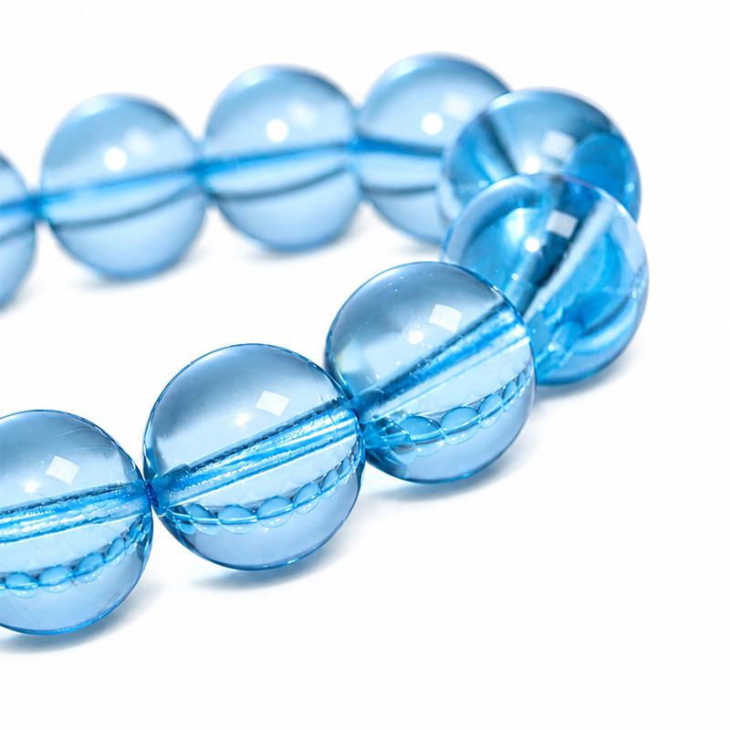 〔K2211-3〕【トップクオリティ】 約13mm スイスブルートパーズ ブレスレット Swiss Blue Topazの画像