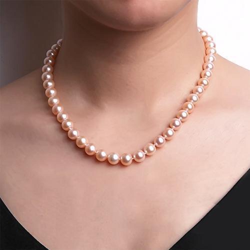 ピンクシェルパールネックレス 貝パールネックレス 約10mm 〔NE5-5-10m 