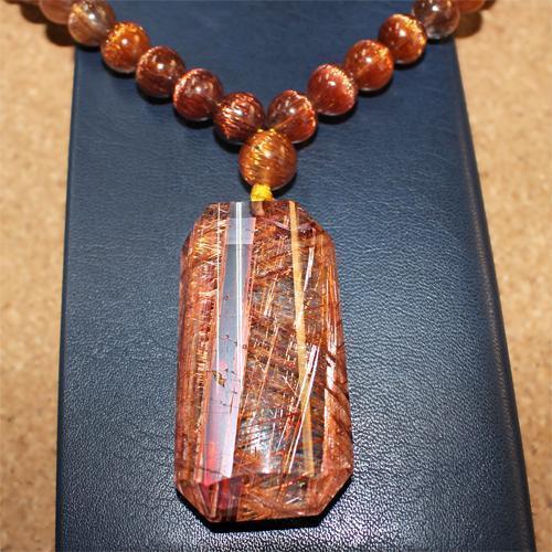 レッドルチル針入り水晶ペンダントトップ 希少