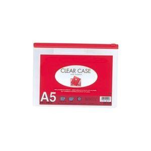 (業務用200セット) LIHITLAB クリアケース/書類入れ 〔A5サイズ〕 ビニール製 透明 横型 F-72S レッド(赤)