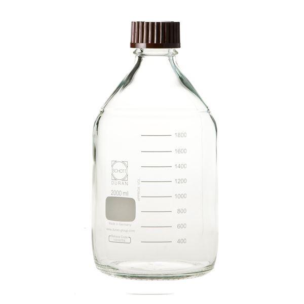 〔柴田科学〕ねじ口びん（メジュームびん） 赤キャップ付 2L 017200-20001