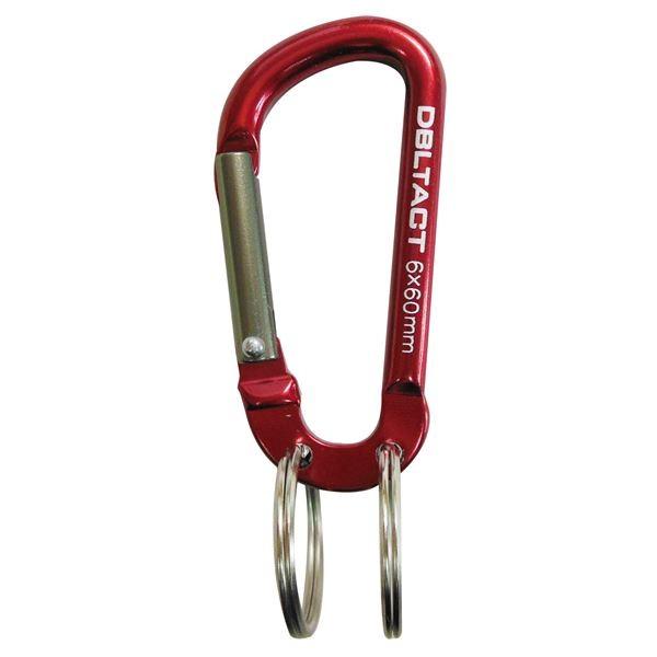 (業務用75個セット) DTアルミカラビナ キーリング付き6mm 〔レッドXガンメタS〕 DT-AKT-362