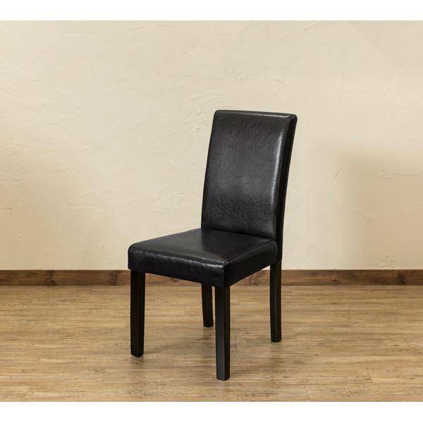 〔アウトレット品〕 PUダイニングチェア/食卓椅子 〔同色2脚入り ブラック〕 張地：合成皮革/合皮〔代引不可〕