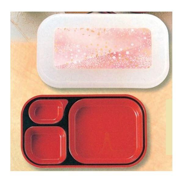(業務用弁当箱10セット)FW-500 ダイナミック副食 〔本体〕黒(内赤40)/〔蓋〕透明・花吹雪(ピンク)