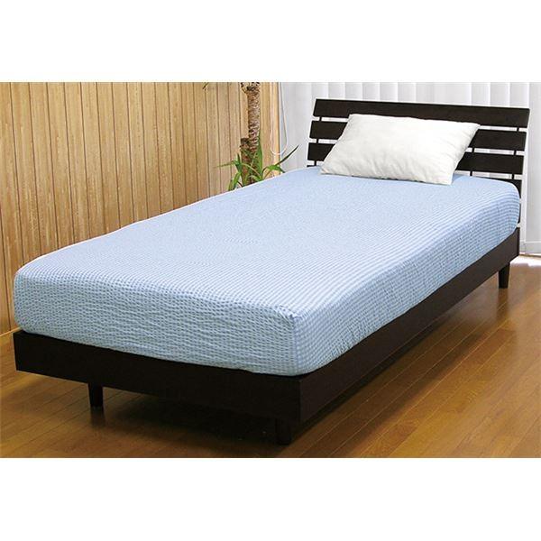 先染め綿サッカーボックスシーツ 同色2枚グリーン シングル〔代引不可〕