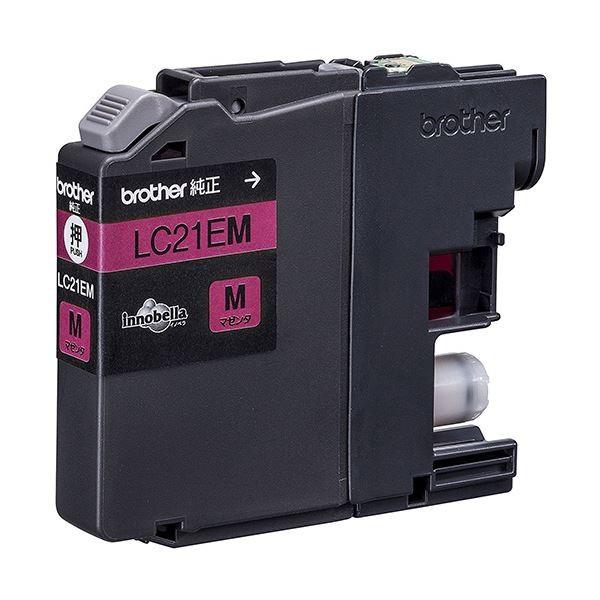 （まとめ）ブラザー インクカートリッジ マゼンタ大容量 LC21EM 1個 〔×3セット〕