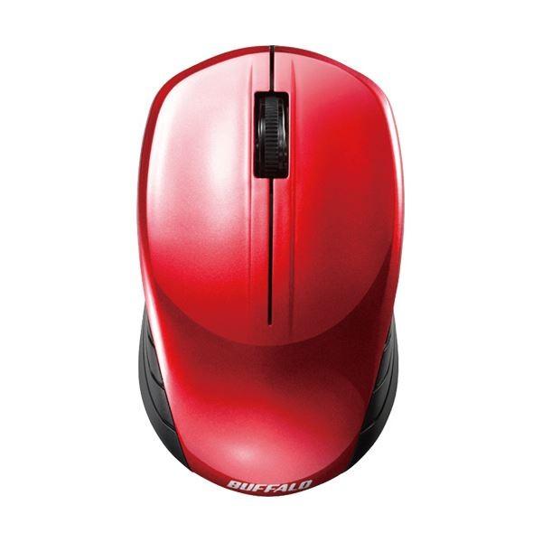 (まとめ）バッファロー 無線 BlueLED3ボタン スタンダードマウス レッド BSMBW107RD 1セット(3個)〔×3セット〕