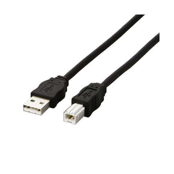 (まとめ) エレコム EU RoHS指令準拠環境対応USB2.0ケーブル (A)オス-(B)オス ブラック 5.0m USB2-ECO50 1本 〔×10セット〕