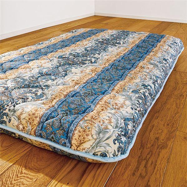 高反発 敷布団/寝具 〔厚さ12cm ダブル〕 約幅140cm ブルー 日本製 防ダニ 抗菌防臭 テイジン素材使用 〔ベッドルーム 寝室〕