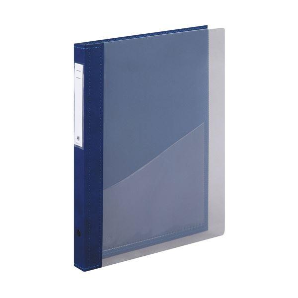 （まとめ）リヒトラブ カルテブック（クリヤー）A4タテ 4穴 背幅28mm ブルー HB417-1 1冊〔×2セット〕