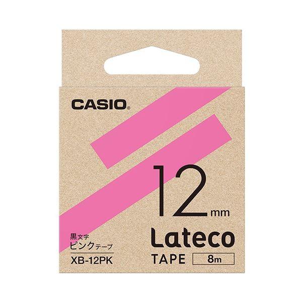 （まとめ）カシオ ラテコ 詰替用テープ12mm×8m ピンク/黒文字 XB-12PK 1個〔×10セット〕