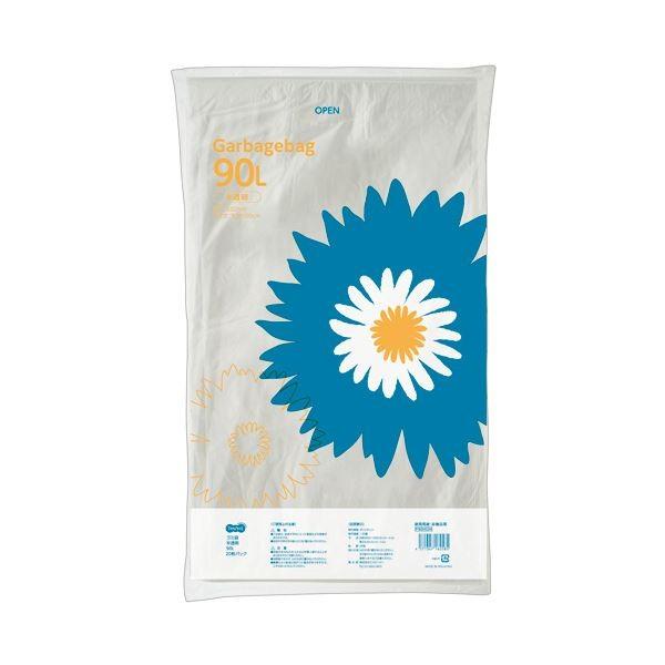 （まとめ）TANOSEE ゴミ袋 半透明 90L 1パック（20枚）〔×10セット〕