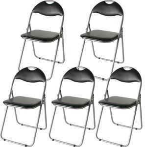 折りたたみパイプ椅子 〔5脚入り/1セット〕 スチール 背もたれ付き (会議用椅子/ミーティングチェア) IK-0102