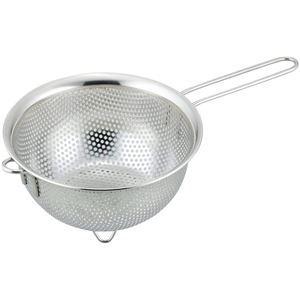 〔30個セット〕 ステンレス パンチング 片手ざる/調理器具 〔14cm〕 スタッキング式 ハンドル 足付き SUIグート 〔キッチン〕