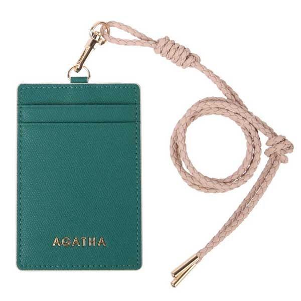 AGATHA（アガタ）AGT211-324 レザー仕様のネックストラップ付カードケース グリーン