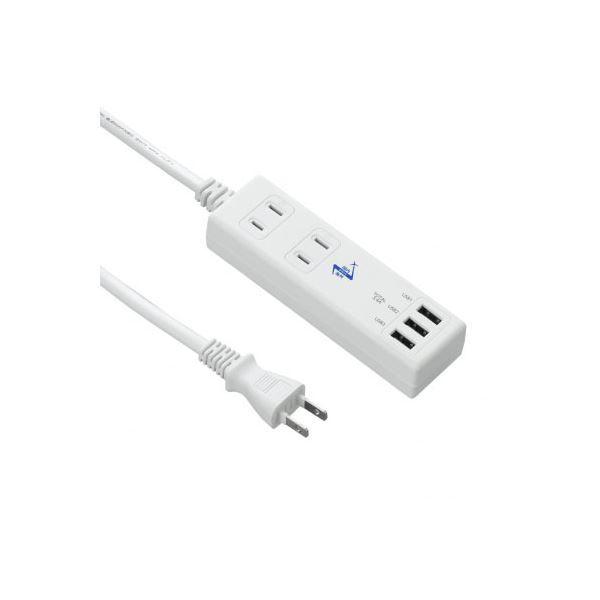 〔5個セット〕 YAZAWA 国内海外兼用 2AC3USB3.4A1m VFC34A2AC3UX5